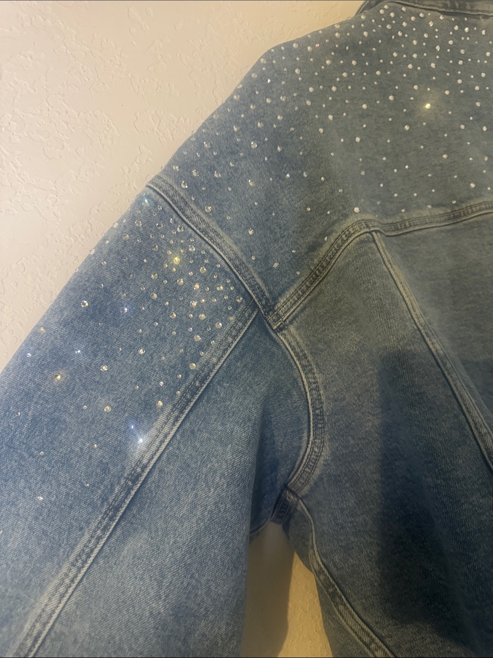 PINK Victoria's Secret Trucker Rhinestone Denim Jacket - Picture 6 of 7